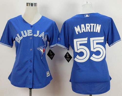 Blue Jays #55 Russell Martin Blue Alternate Women's Stitched MLB Jersey - Click Image to Close